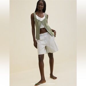 AERIE Denim shorts in railroad stripe